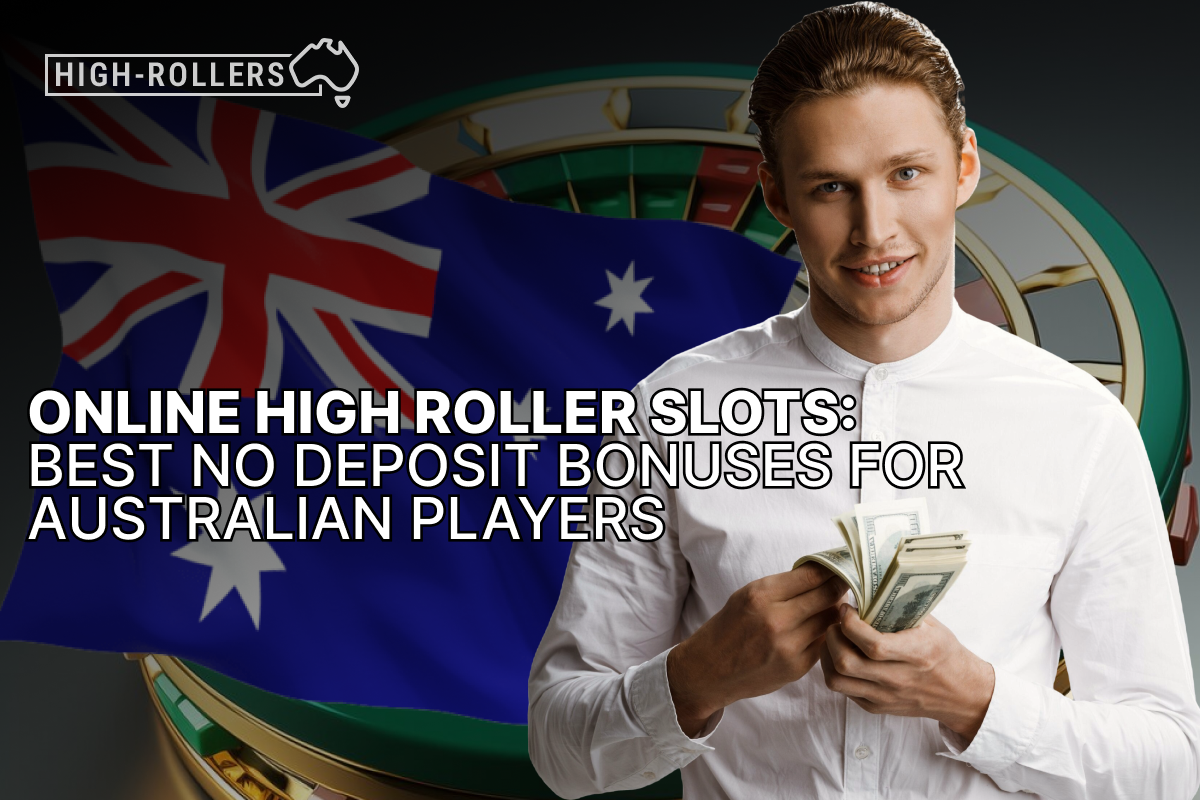 Image depicting online high roller slots with top no deposit bonuses tailored for Australian players.